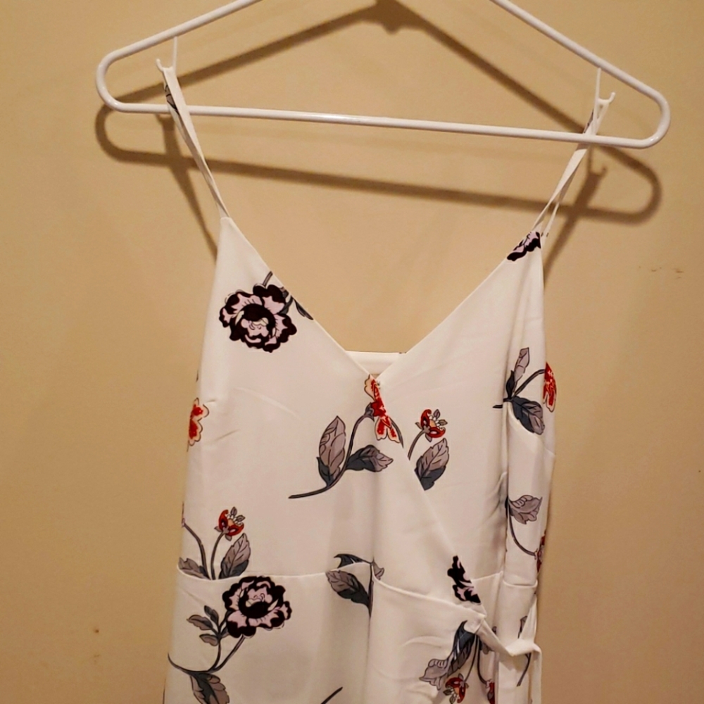 Loft White Floral Midi Wrap Sundress